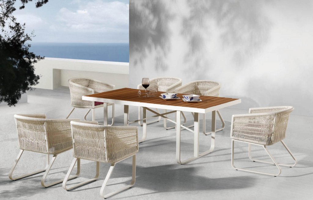 Haiti Modern Outdoor Dining Set For 6 with Woven Sides - Icon Outdoor ...